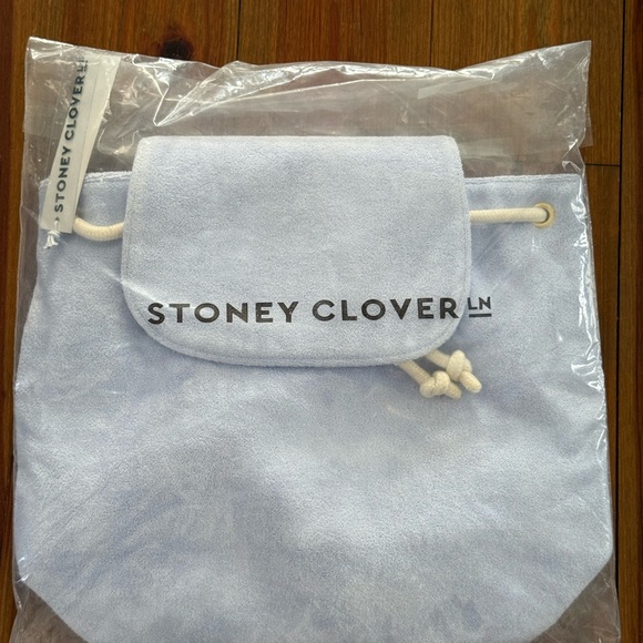 Stoney Clover Lane Handbags - Stoney Clover Lane Pale Blue Suede Mini Backpack with Cream Straps